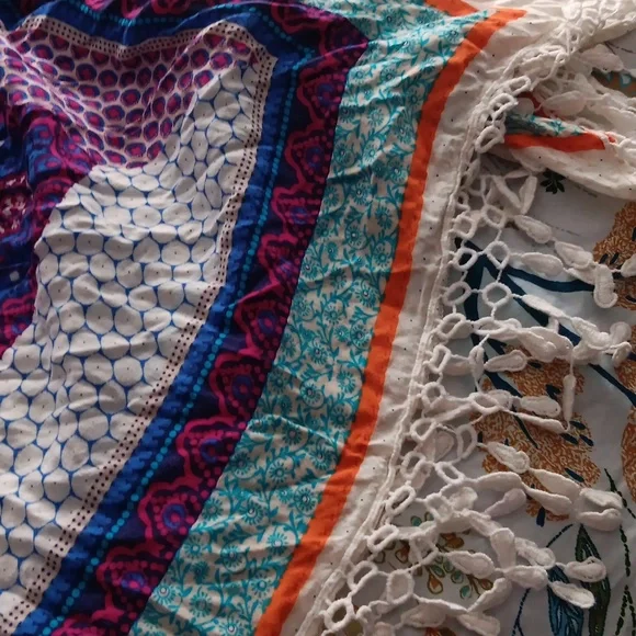 ❤️2 For $14❤️ Surf Gypsy Vibrant Orange and Blue Women's Blouse - Picture 3 of 5